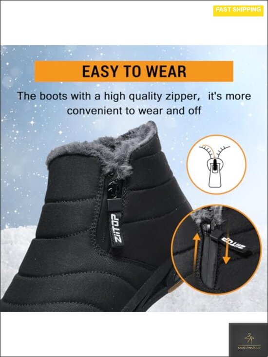 Waterproof Men\'s Snow Boots Fur Lined Warm Ankle Boots Zipper Slip On Outdoor main image 4